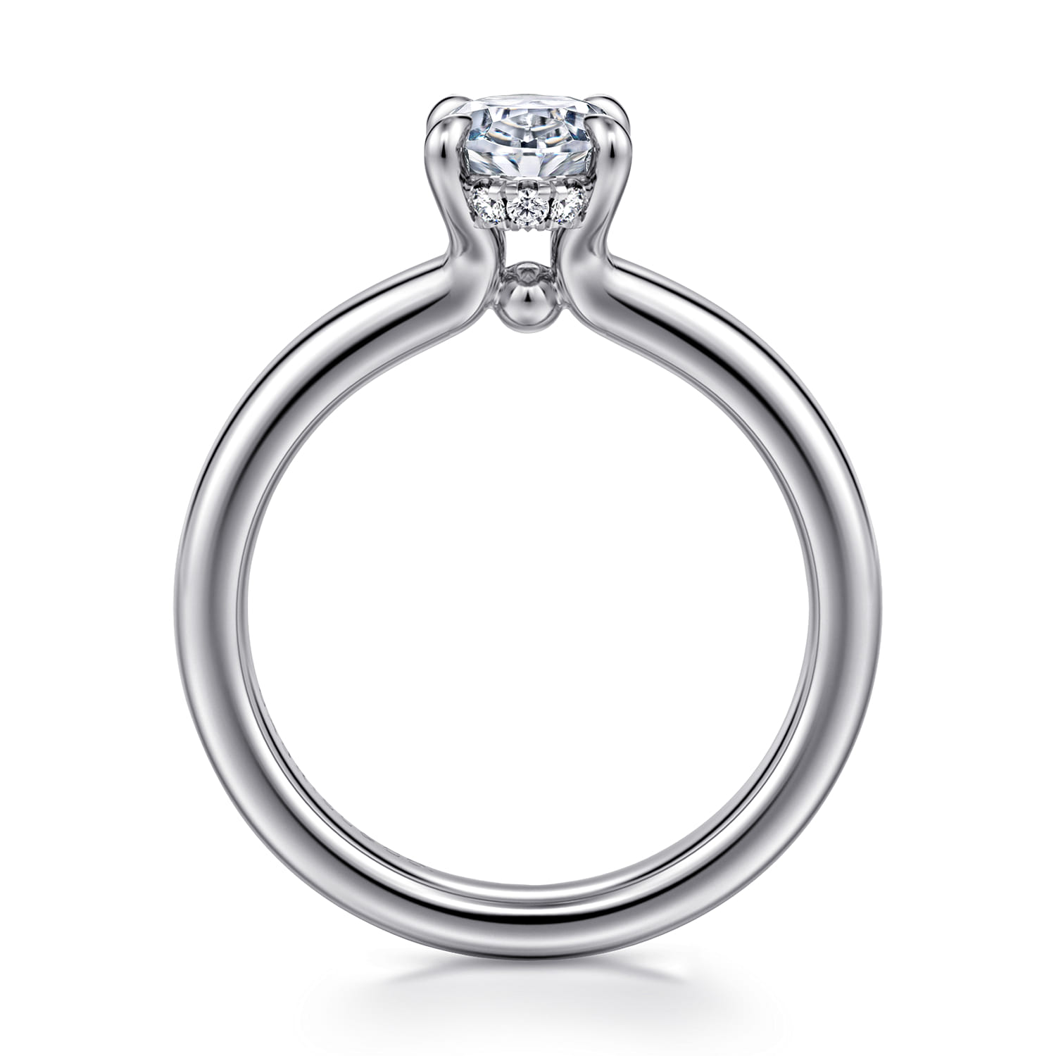 Neema - 18K White Gold Oval Diamond Engagement Ring - 0.07 ct - Shot 2