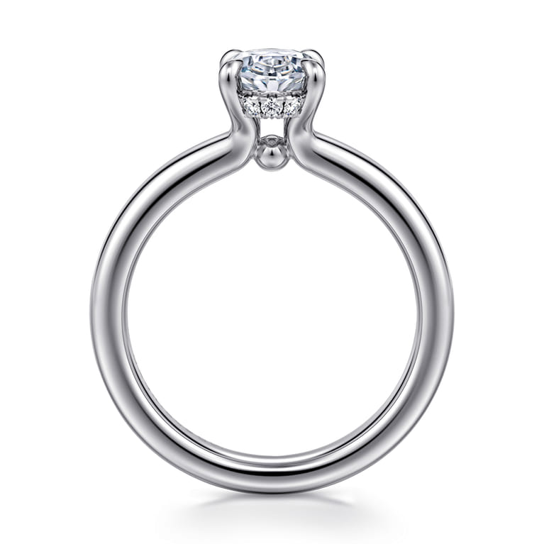Neema - 18K White Gold Oval Diamond Engagement Ring - 0.07 ct - Shot 2
