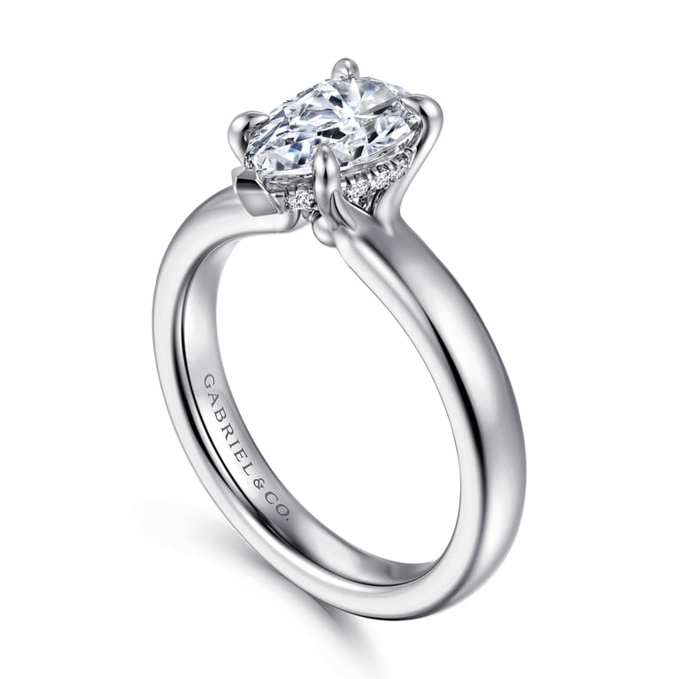 Neema - 18K White Gold Pear Shape Diamond Engagement Ring - 0.06 ct - Shot 3