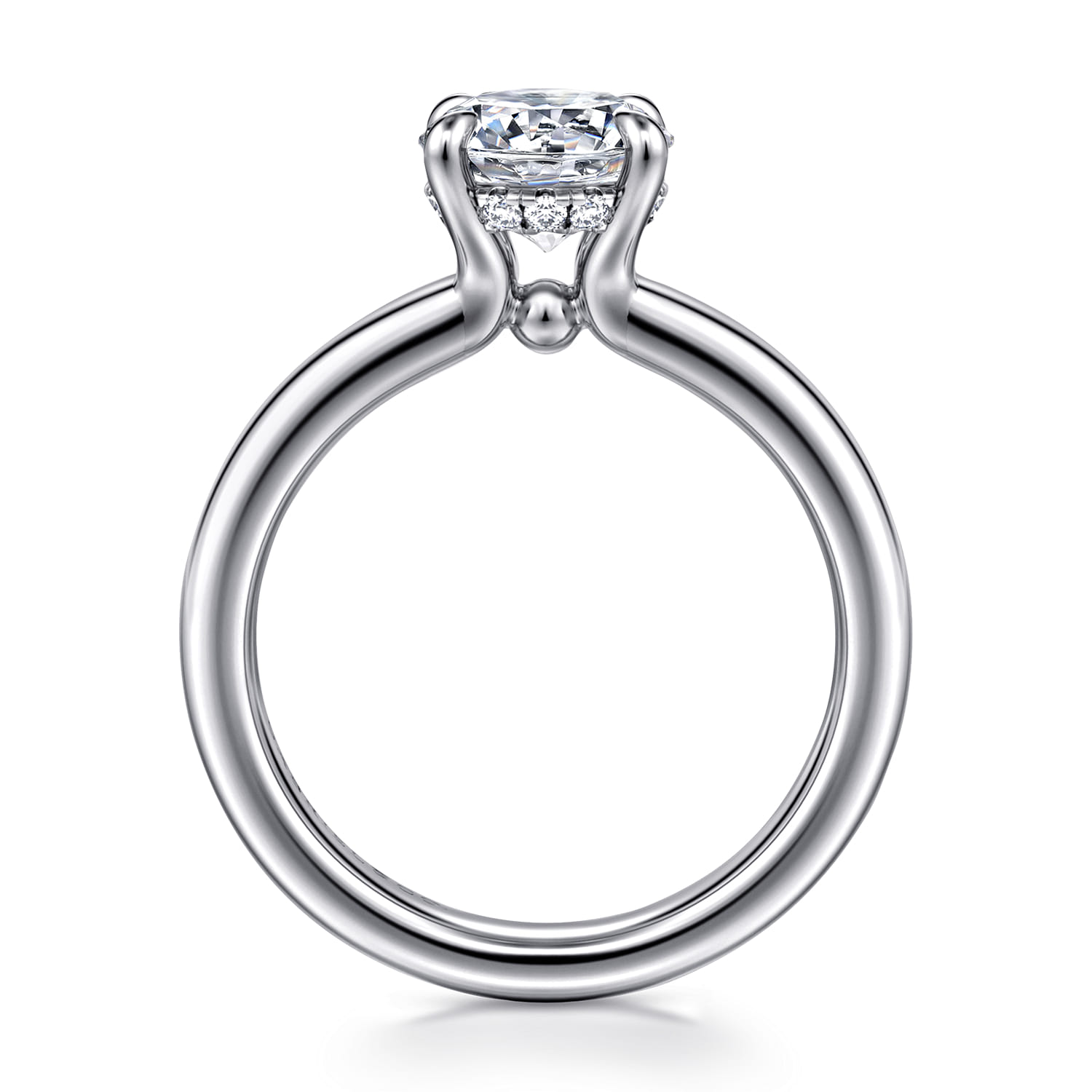 Neema - 18K White Gold Round Diamond Engagement Ring - 0.07 ct - Shot 2