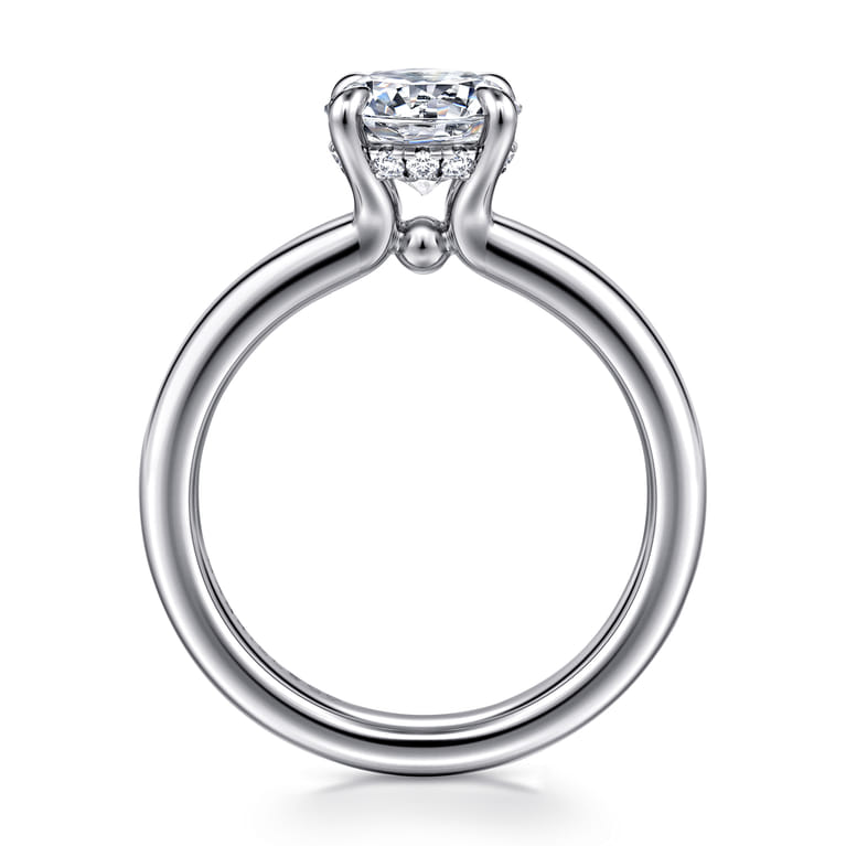 Neema - 18K White Gold Round Diamond Engagement Ring - 0.07 ct - Shot 2