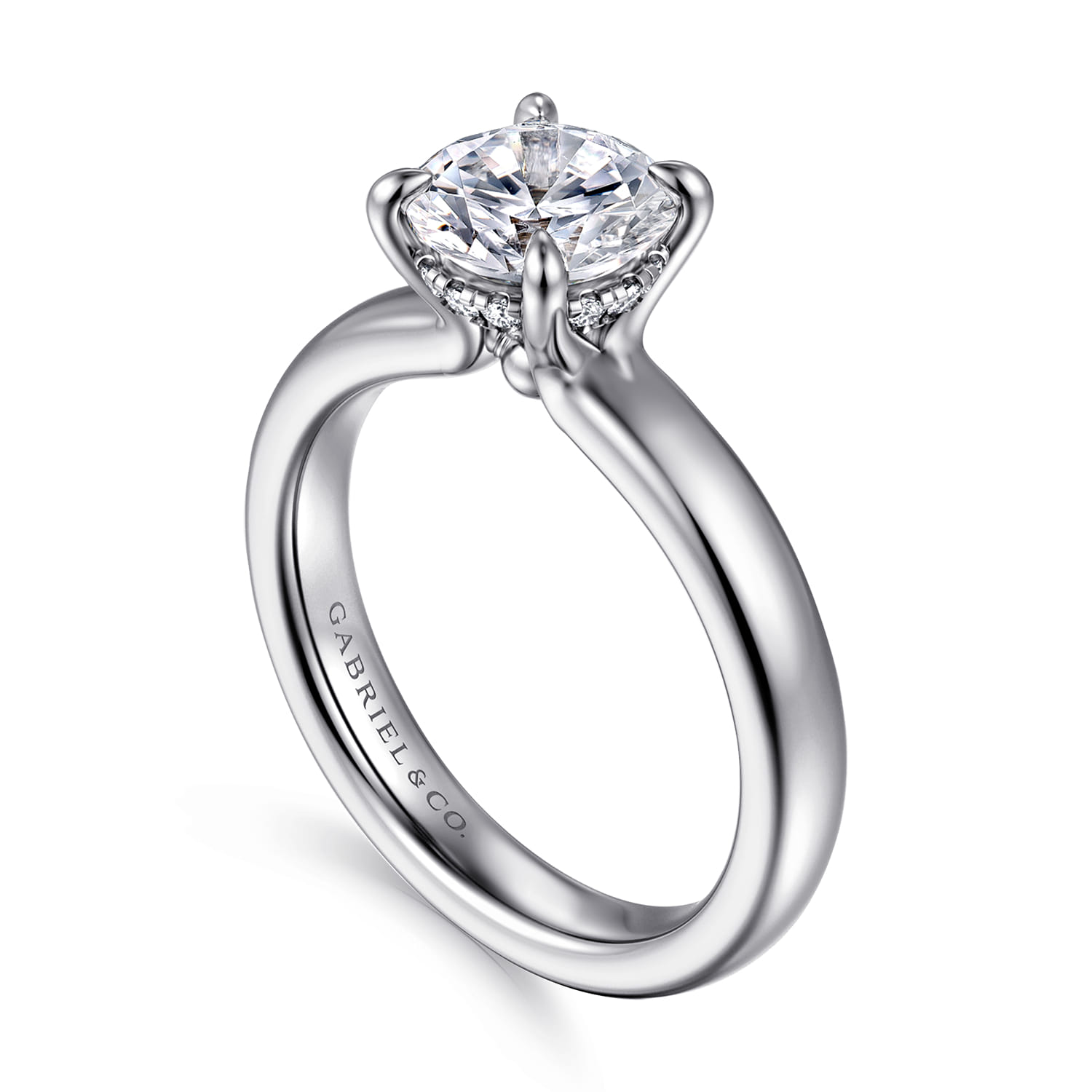 Neema - 18K White Gold Round Diamond Engagement Ring - 0.07 ct - Shot 3