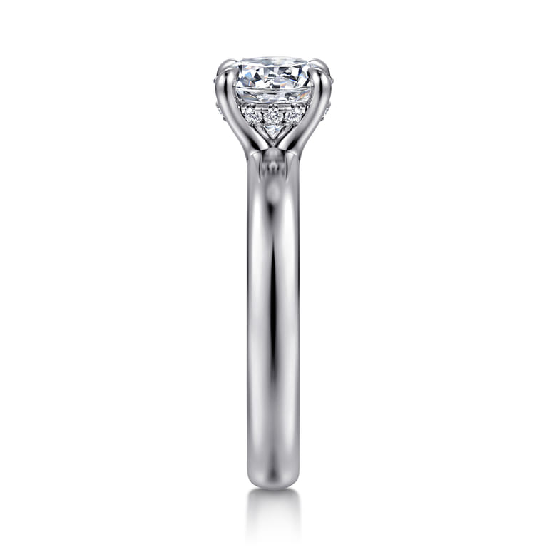 Neema - 18K White Gold Round Diamond Engagement Ring - 0.07 ct - Shot 4