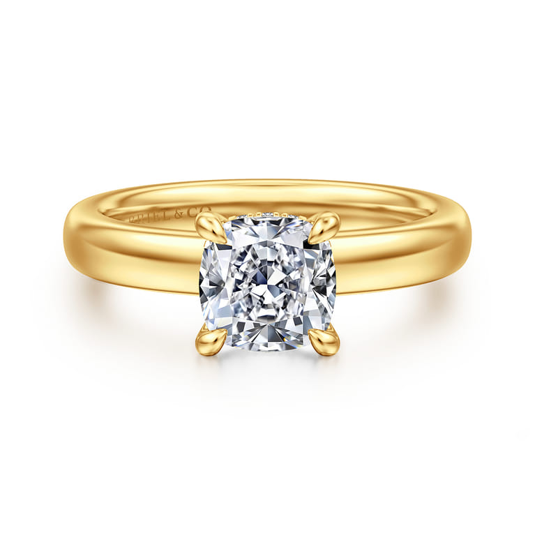 Neema - 18K Yellow Gold Cushion Cut Diamond Engagement Ring - 0.06 ct - Shot 1