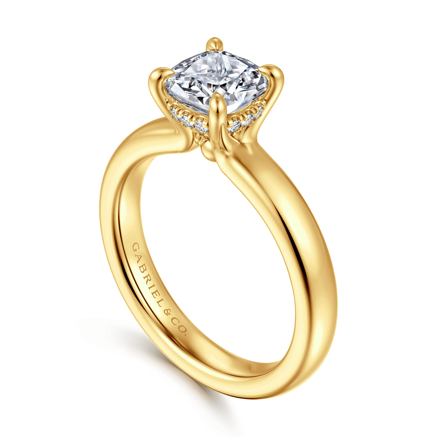 Neema - 18K Yellow Gold Cushion Cut Diamond Engagement Ring - 0.06 ct - Shot 3