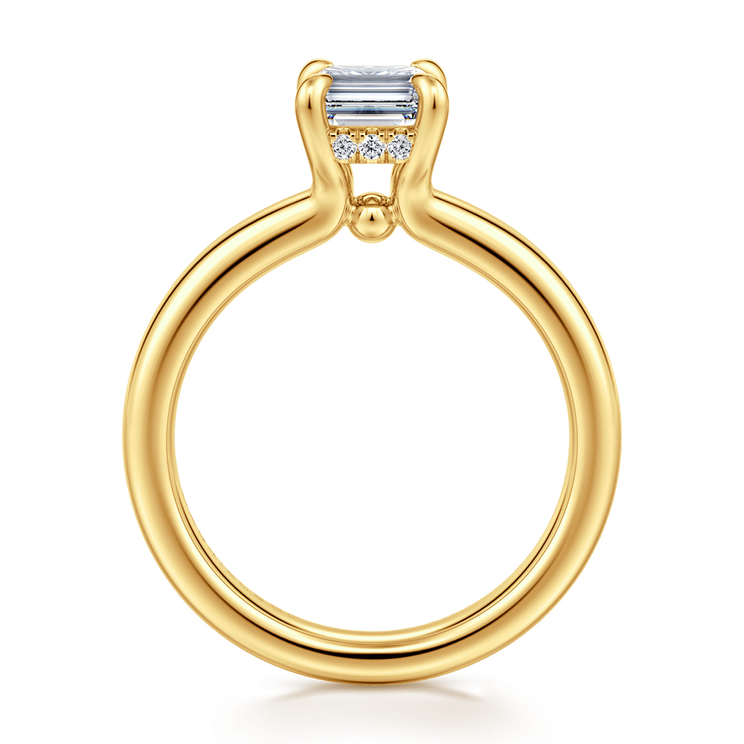 Neema - 18K Yellow Gold Emerald Cut Diamond Engagement Ring - 0.07 ct - Shot 2