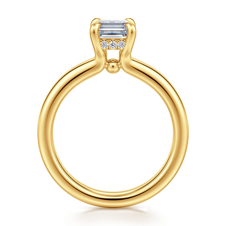 Neema - 18K Yellow Gold Emerald Cut Diamond Engagement Ring - 0.07 ct - Shot 2