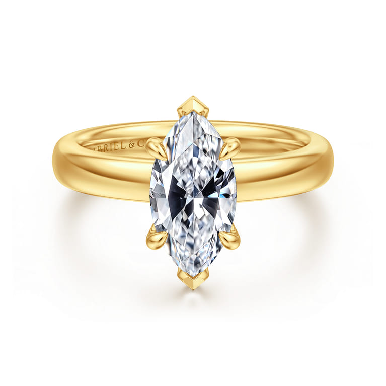 Neema - 18K Yellow Gold Marquise Shape Diamond Engagement Ring - 0.05 ct - Shot 1