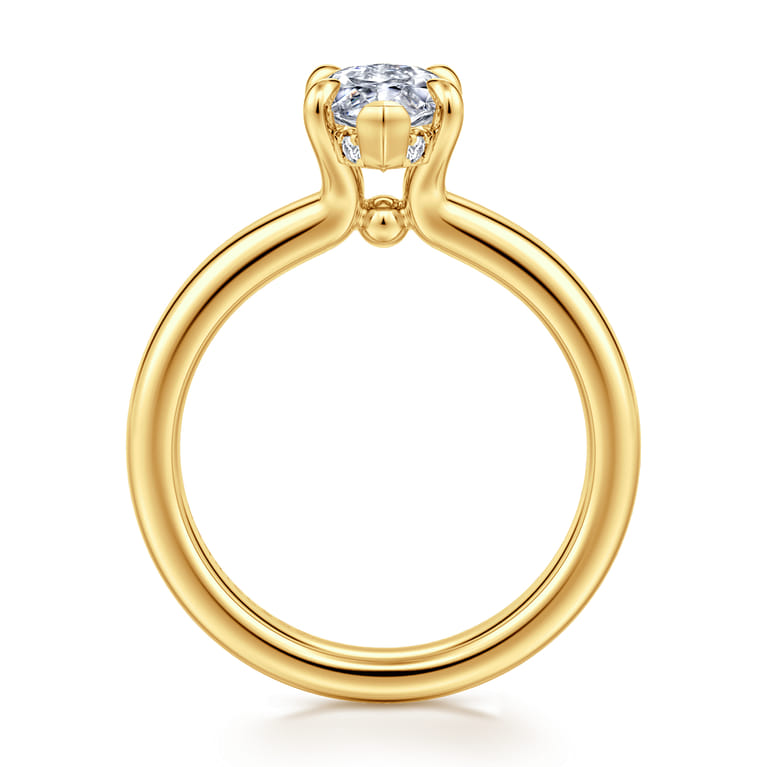 Neema - 18K Yellow Gold Marquise Shape Diamond Engagement Ring - 0.05 ct - Shot 2