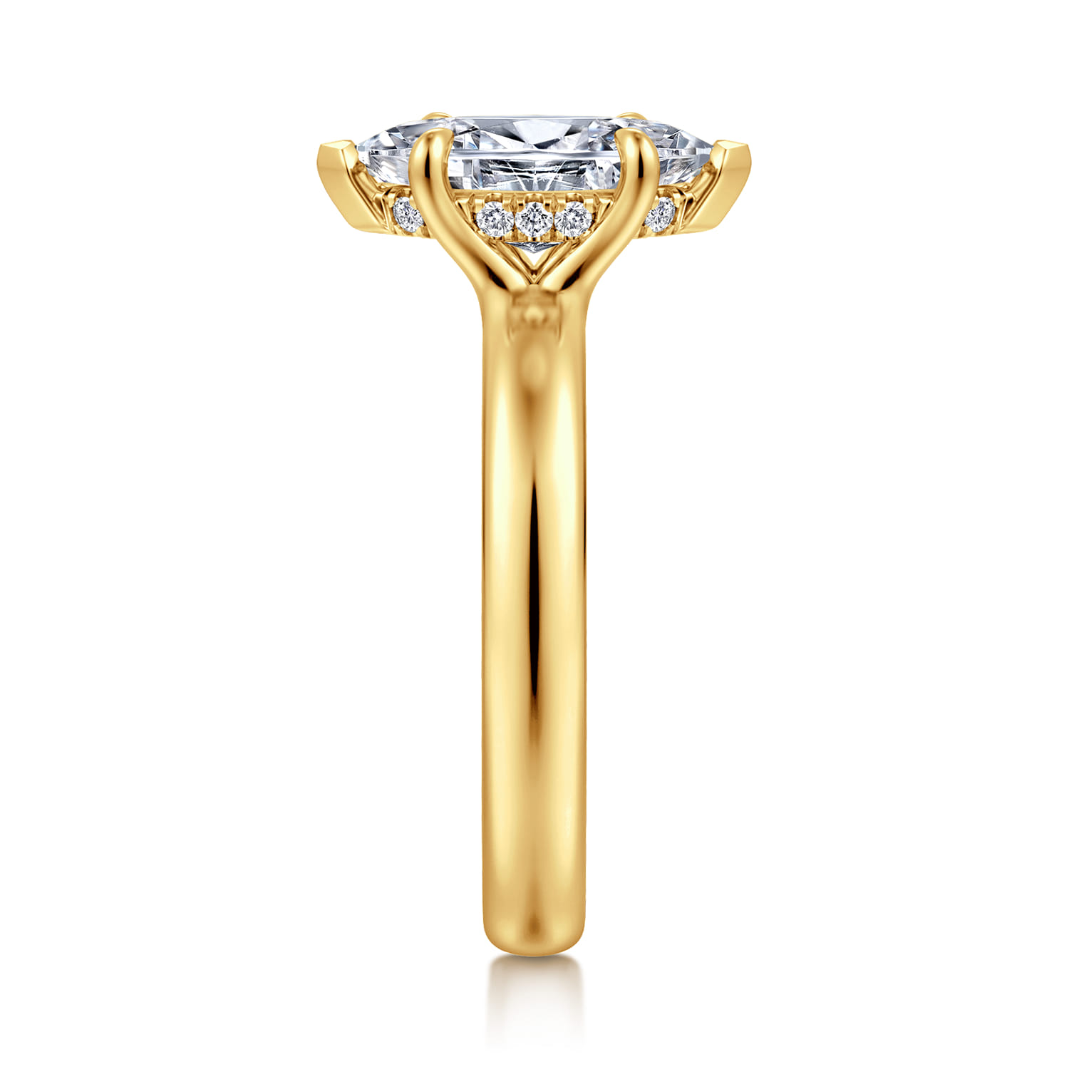 Neema - 18K Yellow Gold Marquise Shape Diamond Engagement Ring - 0.05 ct - Shot 4