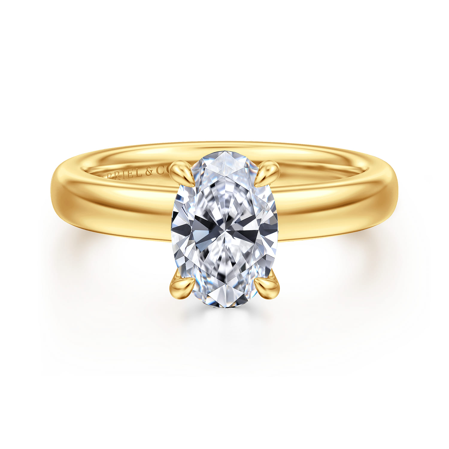 Neema - 18K Yellow Gold Oval Diamond Engagement Ring - 0.07 ct - Shot 1
