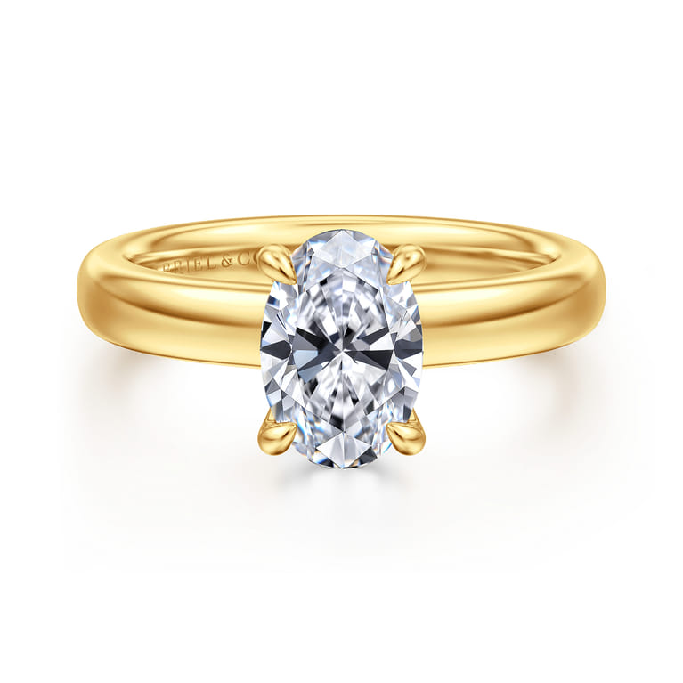 Neema - 18K Yellow Gold Oval Diamond Engagement Ring - 0.07 ct - Shot 1