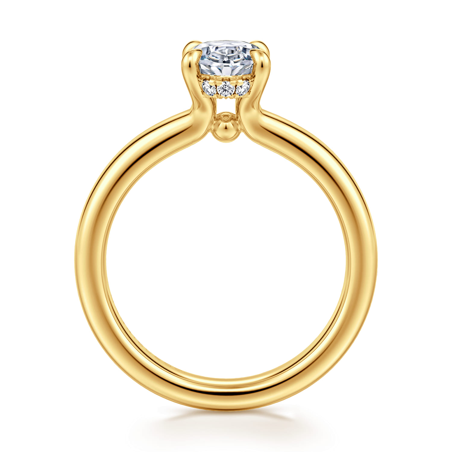 Neema - 18K Yellow Gold Oval Diamond Engagement Ring - 0.07 ct - Shot 2