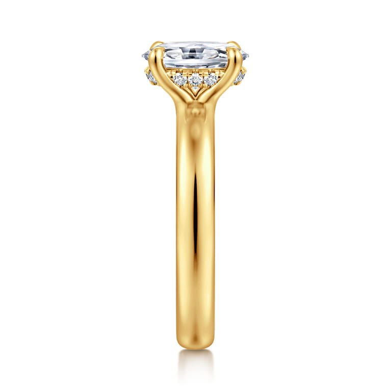 Neema - 18K Yellow Gold Oval Diamond Engagement Ring - 0.07 ct - Shot 4
