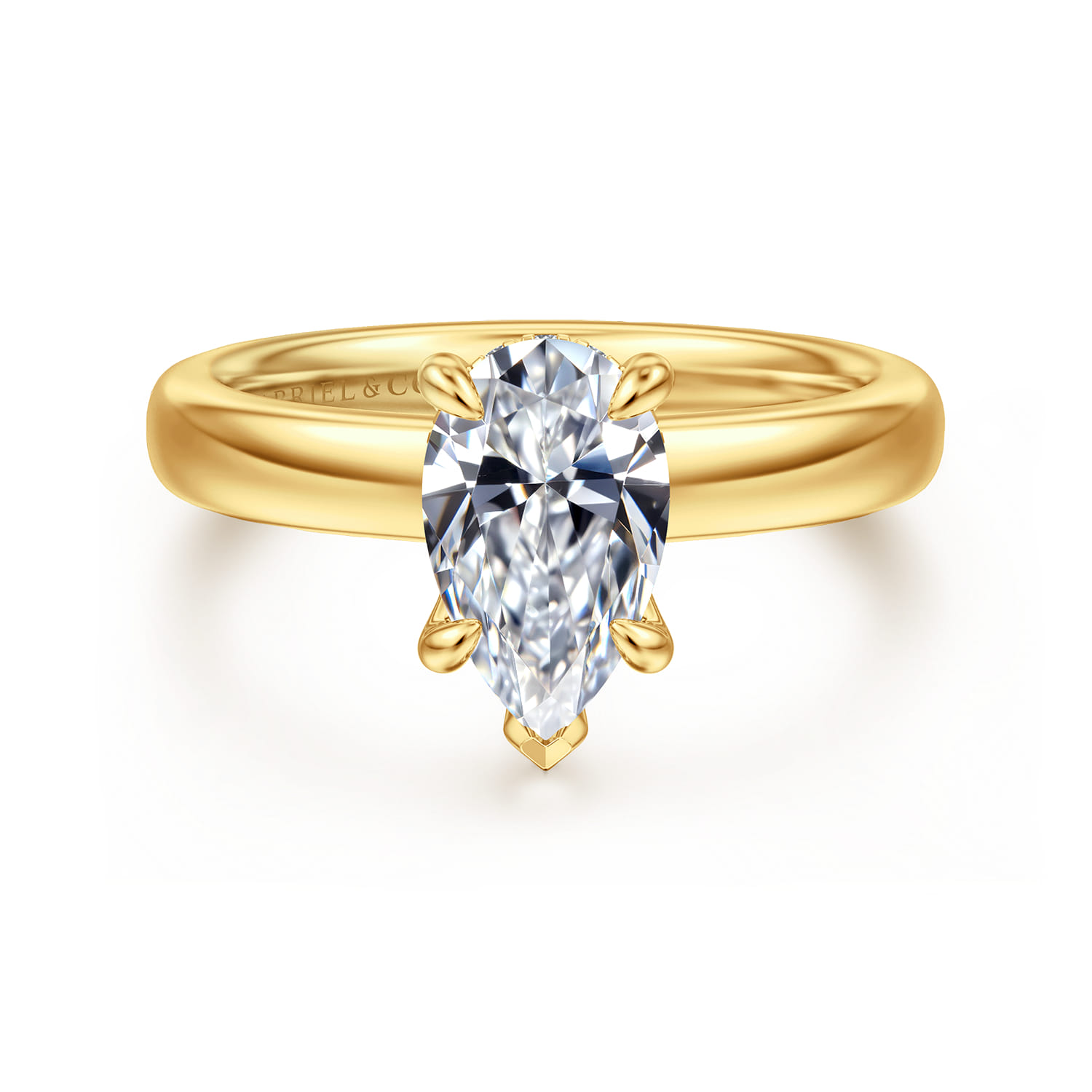 Neema - 18K Yellow Gold Pear Shape Diamond Engagement Ring - 0.06 ct - Shot 1