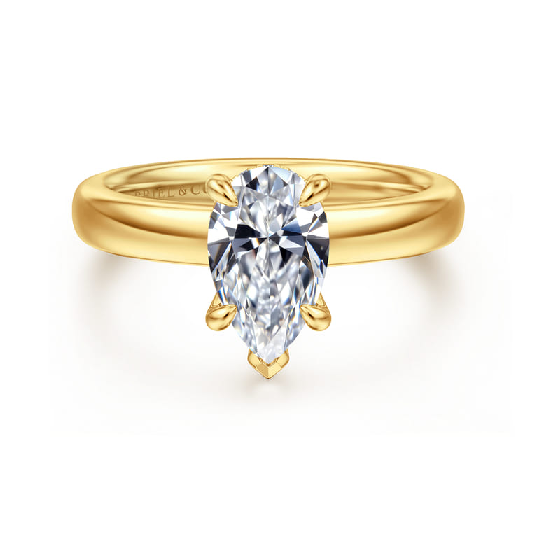 Neema - 18K Yellow Gold Pear Shape Diamond Engagement Ring - 0.06 ct - Shot 1