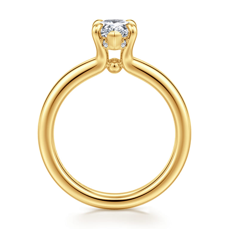 Neema - 18K Yellow Gold Pear Shape Diamond Engagement Ring - 0.06 ct - Shot 2