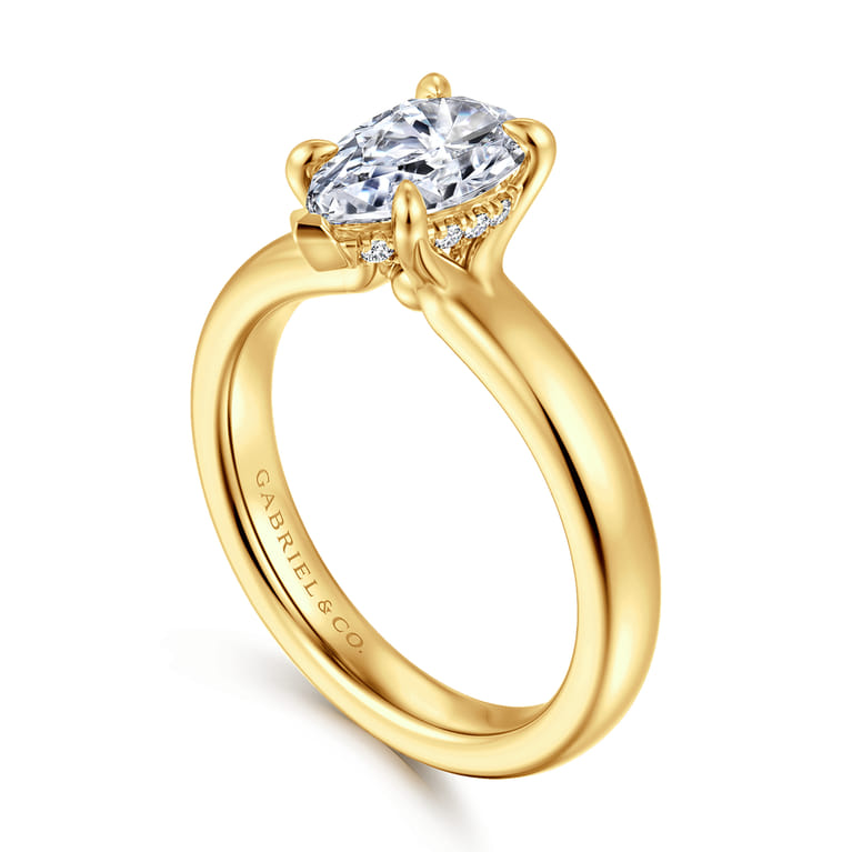 Neema - 18K Yellow Gold Pear Shape Diamond Engagement Ring - 0.06 ct - Shot 3