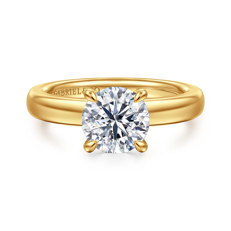 Neema - 18K Yellow Gold Round Diamond Engagement Ring - 0.07 ct - Shot 1