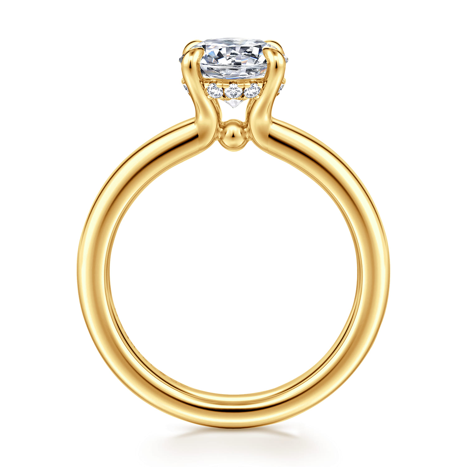 Neema - 18K Yellow Gold Round Diamond Engagement Ring - 0.07 ct - Shot 2