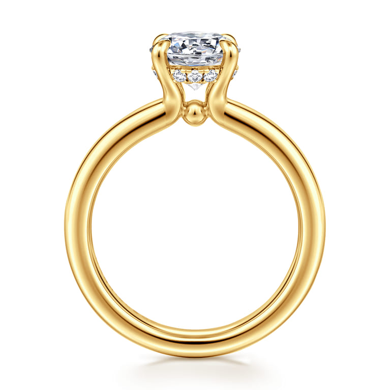 Neema - 18K Yellow Gold Round Diamond Engagement Ring - 0.07 ct - Shot 2