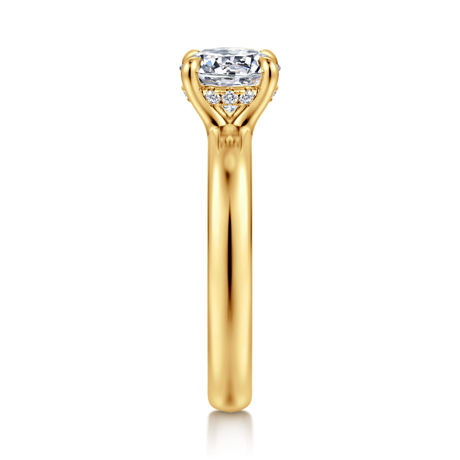 Neema - 18K Yellow Gold Round Diamond Engagement Ring - 0.07 ct - Shot 4