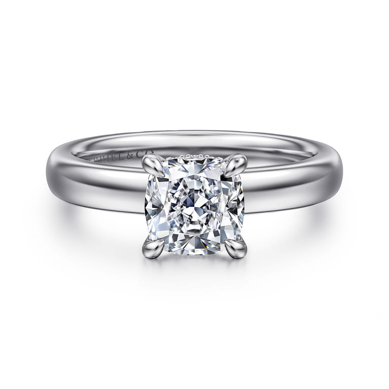 Neema - Platinum Cushion Cut Shape Diamond Engagement Ring - 0.06 ct - Shot 1