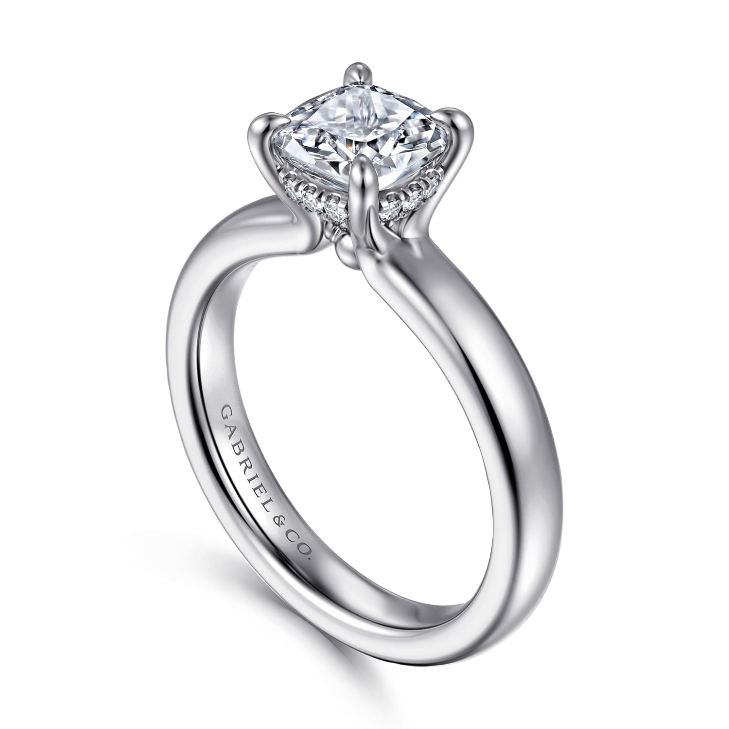 Neema - Platinum Cushion Cut Shape Diamond Engagement Ring - 0.06 ct - Shot 3