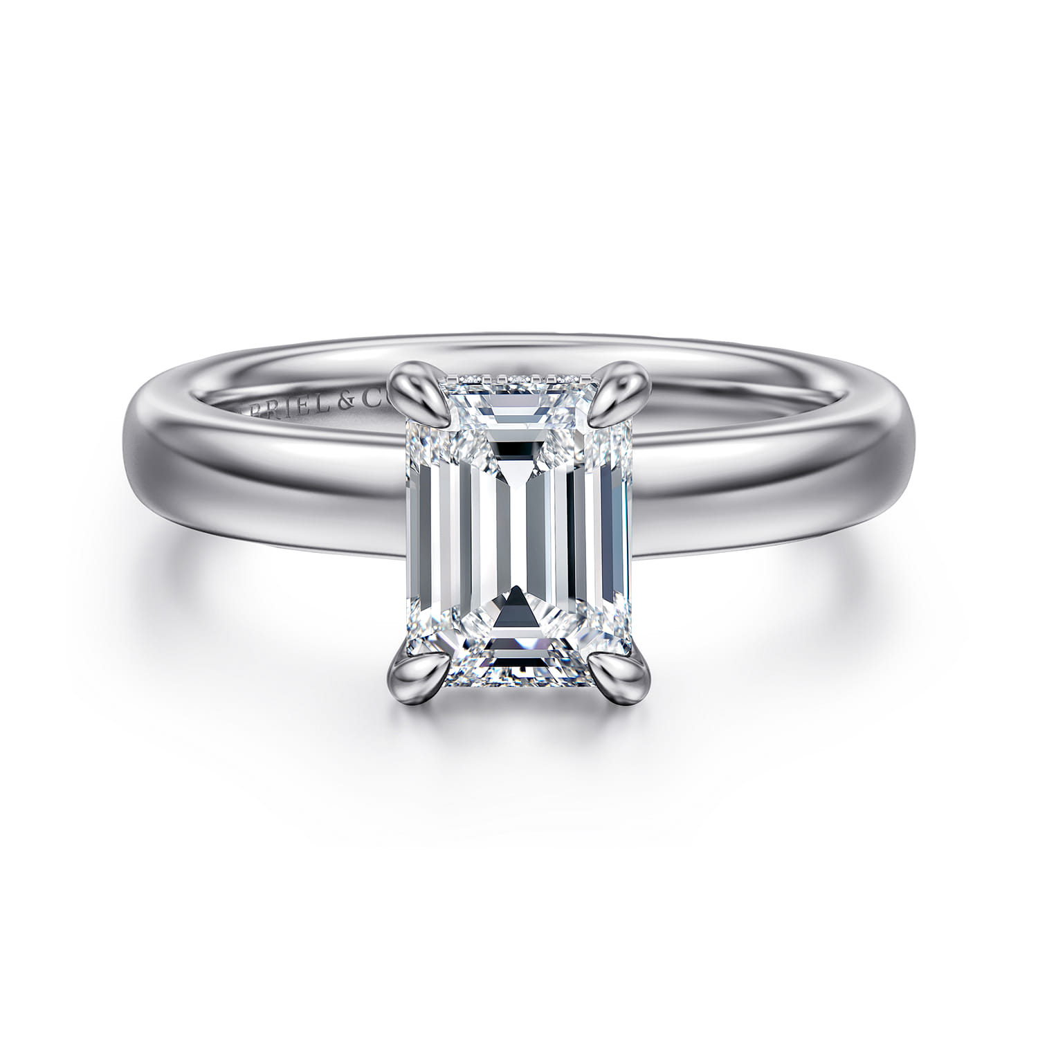 Neema - Platinum Emerald Cut Diamond Engagement Ring - 0.07 ct - Shot 1