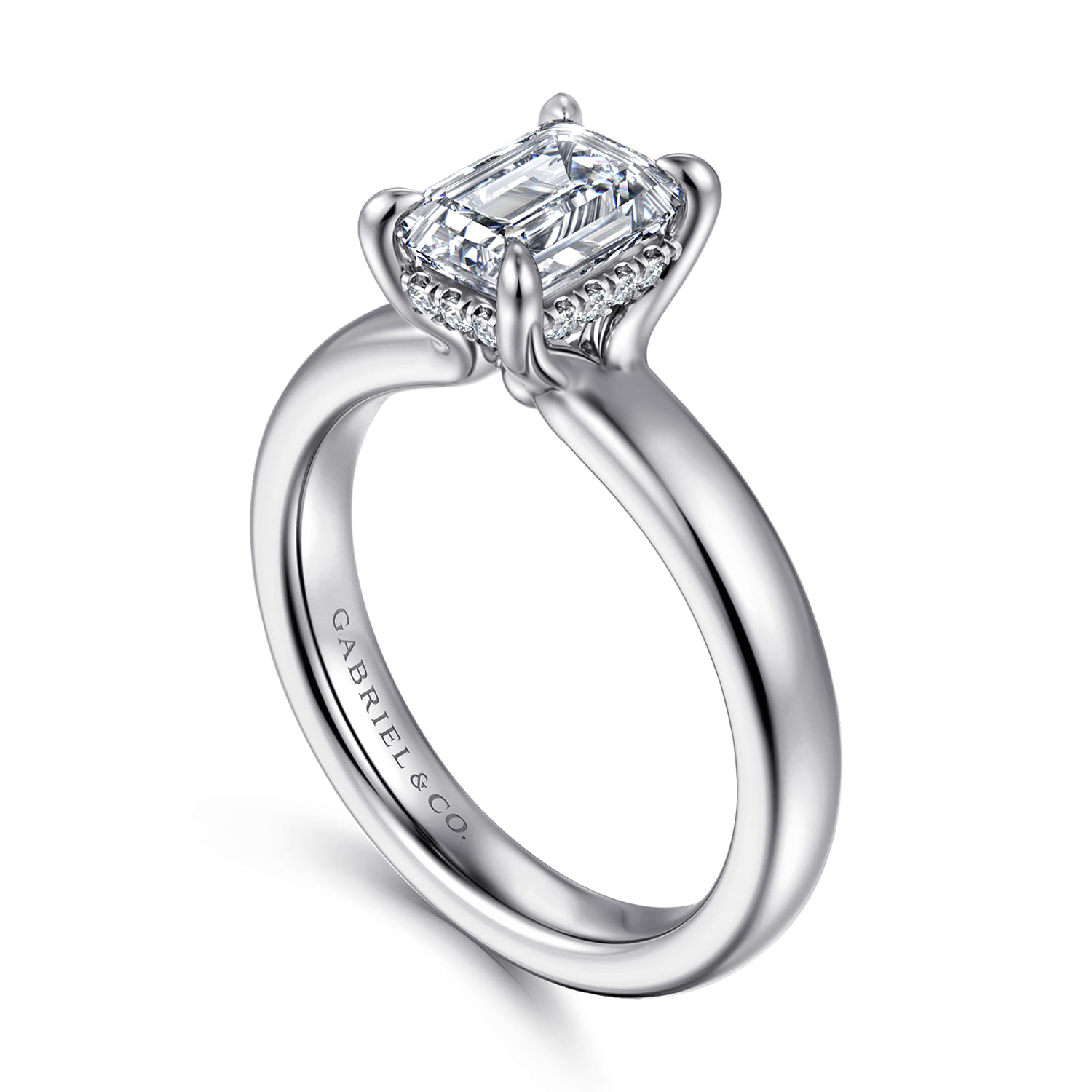 Neema - Platinum Emerald Cut Diamond Engagement Ring - 0.07 ct - Shot 3