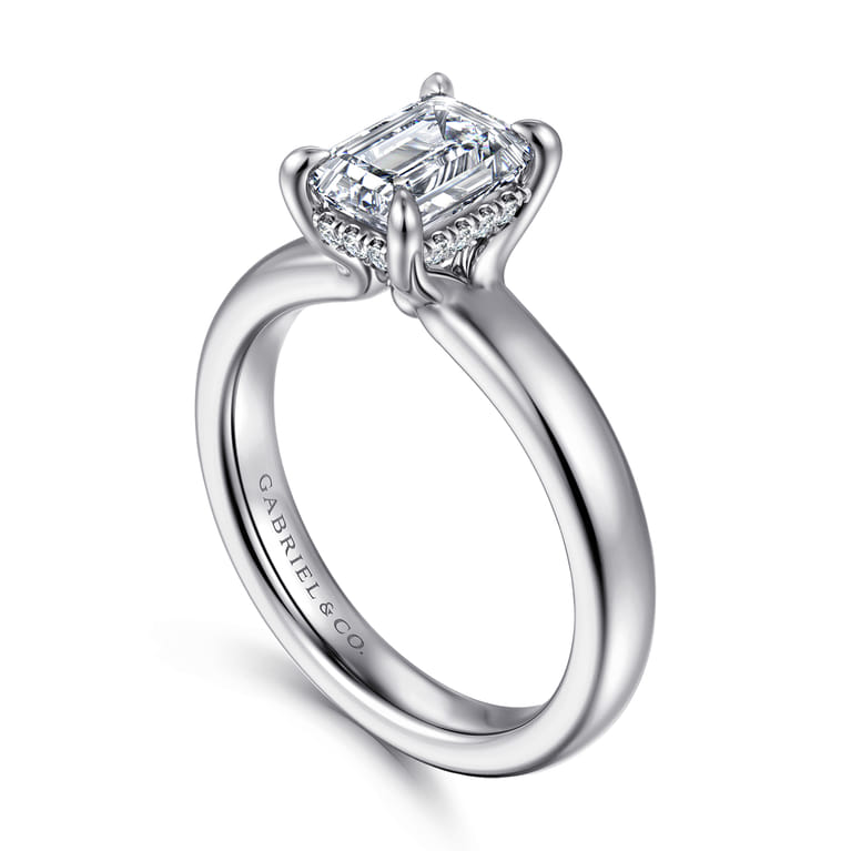 Neema - Platinum Emerald Cut Diamond Engagement Ring - 0.07 ct - Shot 3