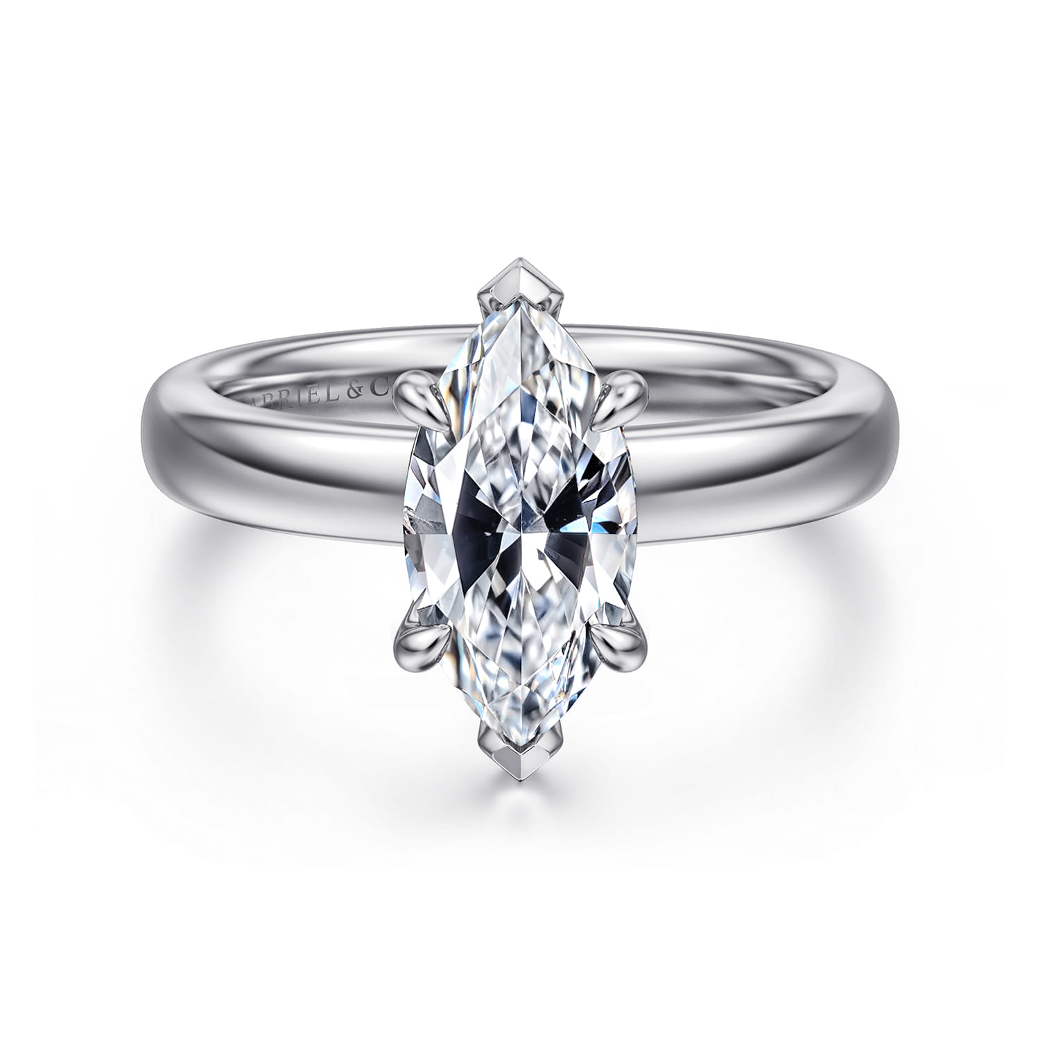 Neema - Platinum Marquise Shape Diamond Engagement Ring - 0.05 ct - Shot 1