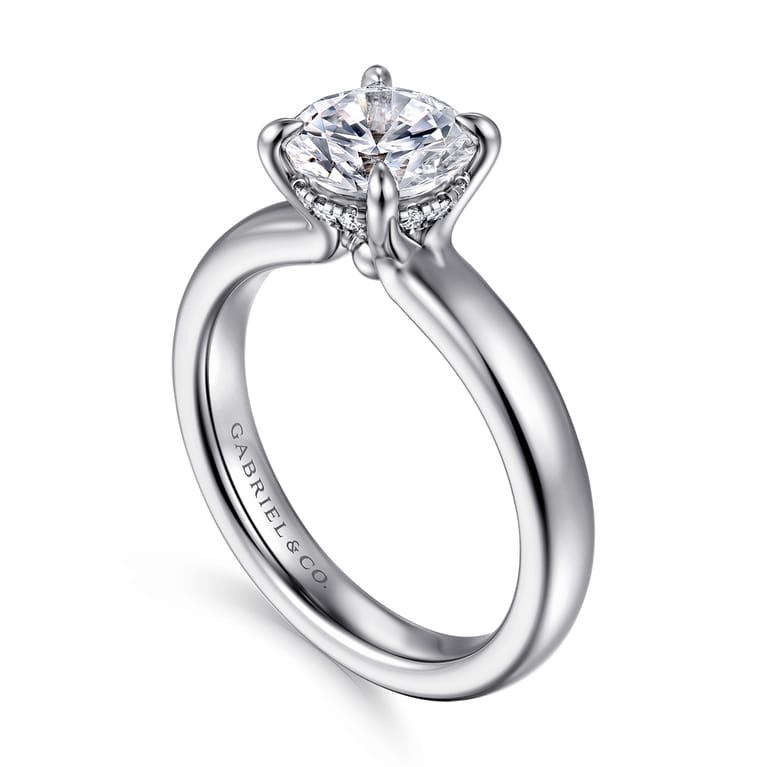 Neema - Platinum Round Diamond Engagement Ring - 0.07 ct - Shot 3