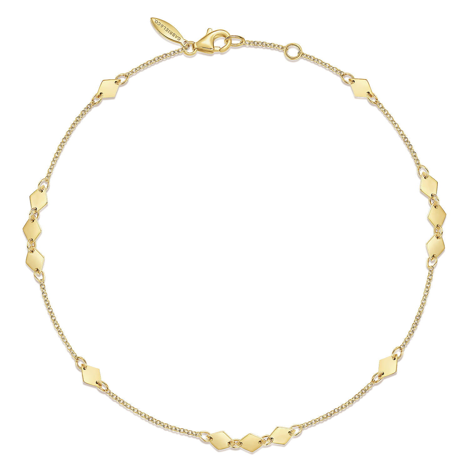 Chain Ankle Bracelet with Diamond Shaped Stations