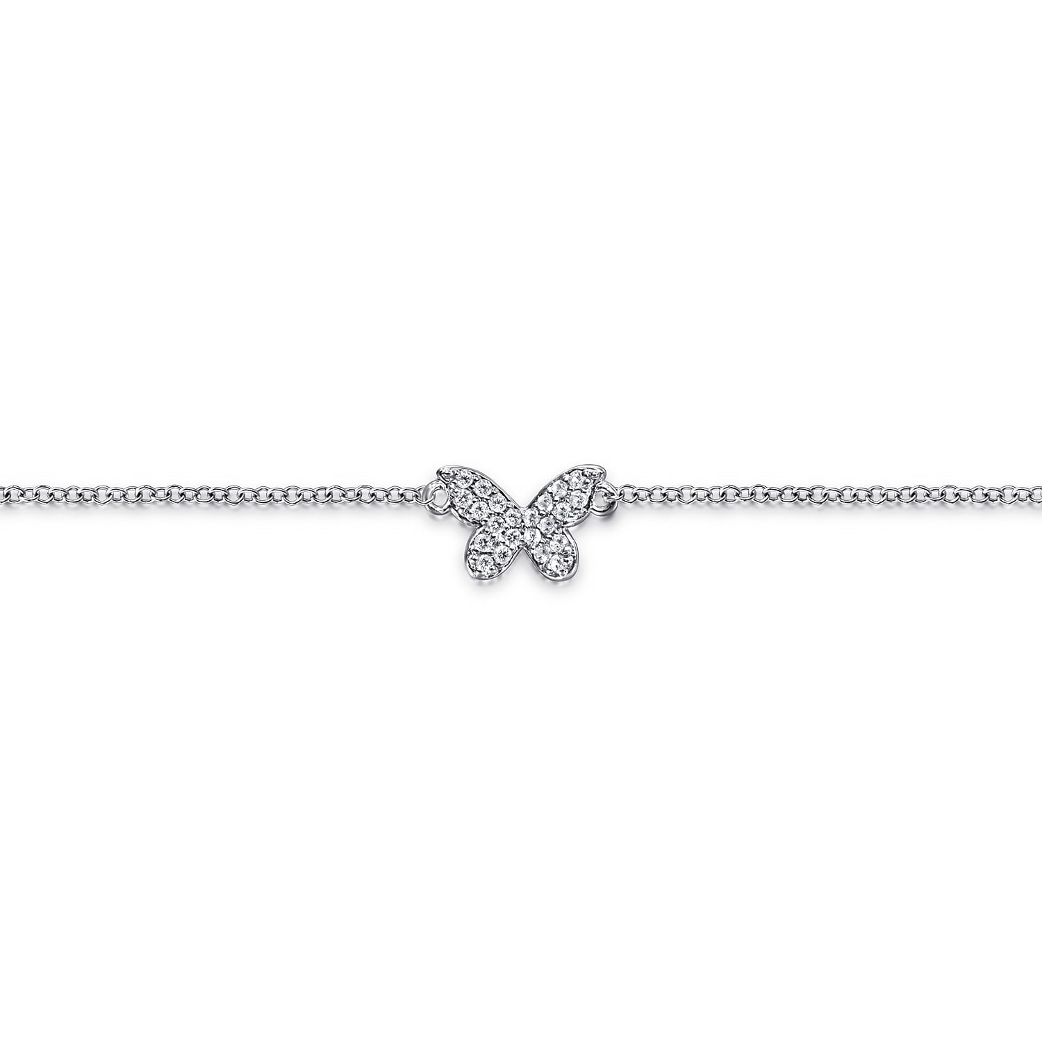 and White Sapphire Butterfly Anklet in Sterling Silver, photograph 2