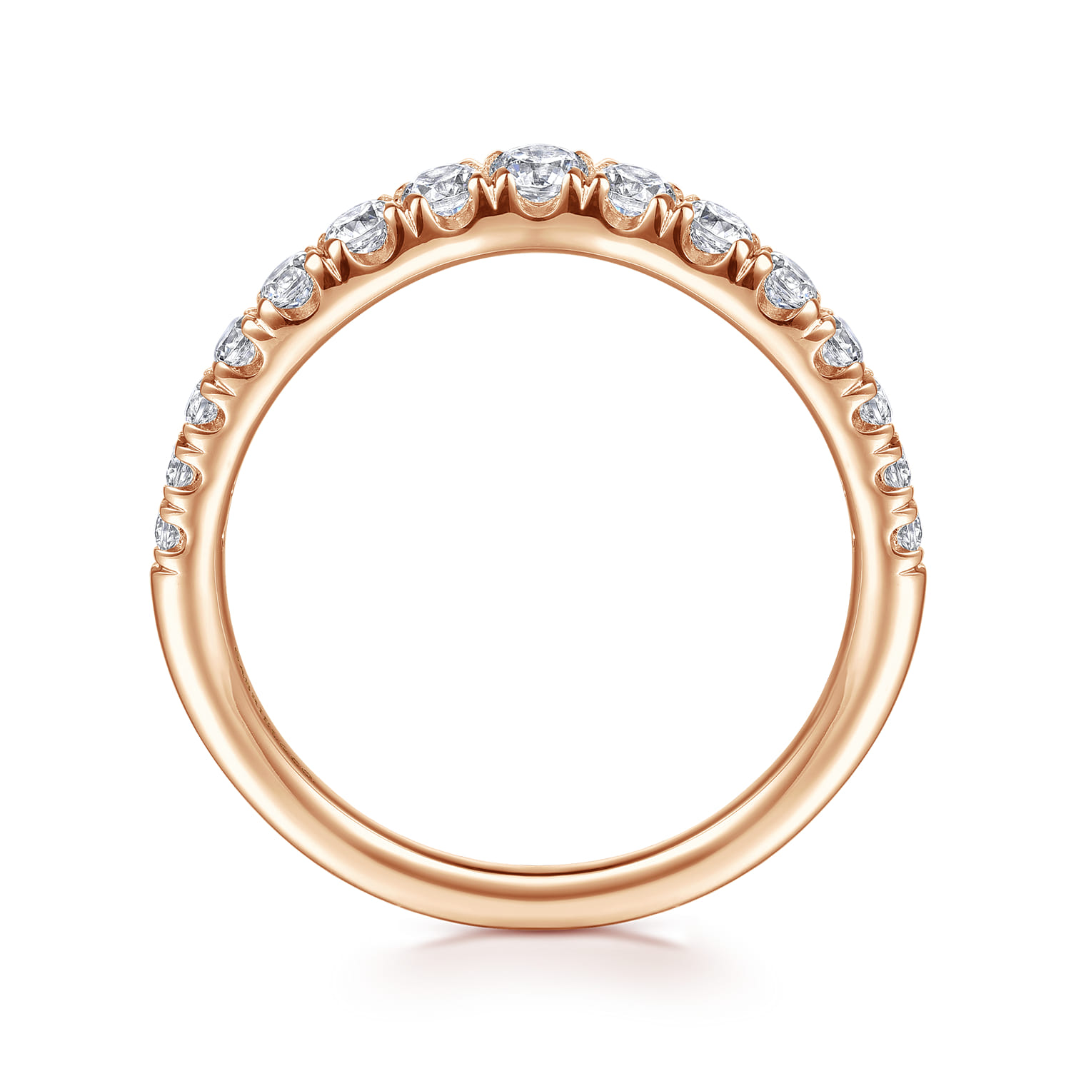 Curved-Diamond Anniversary Band in 14K Rose Gold, photograph 2