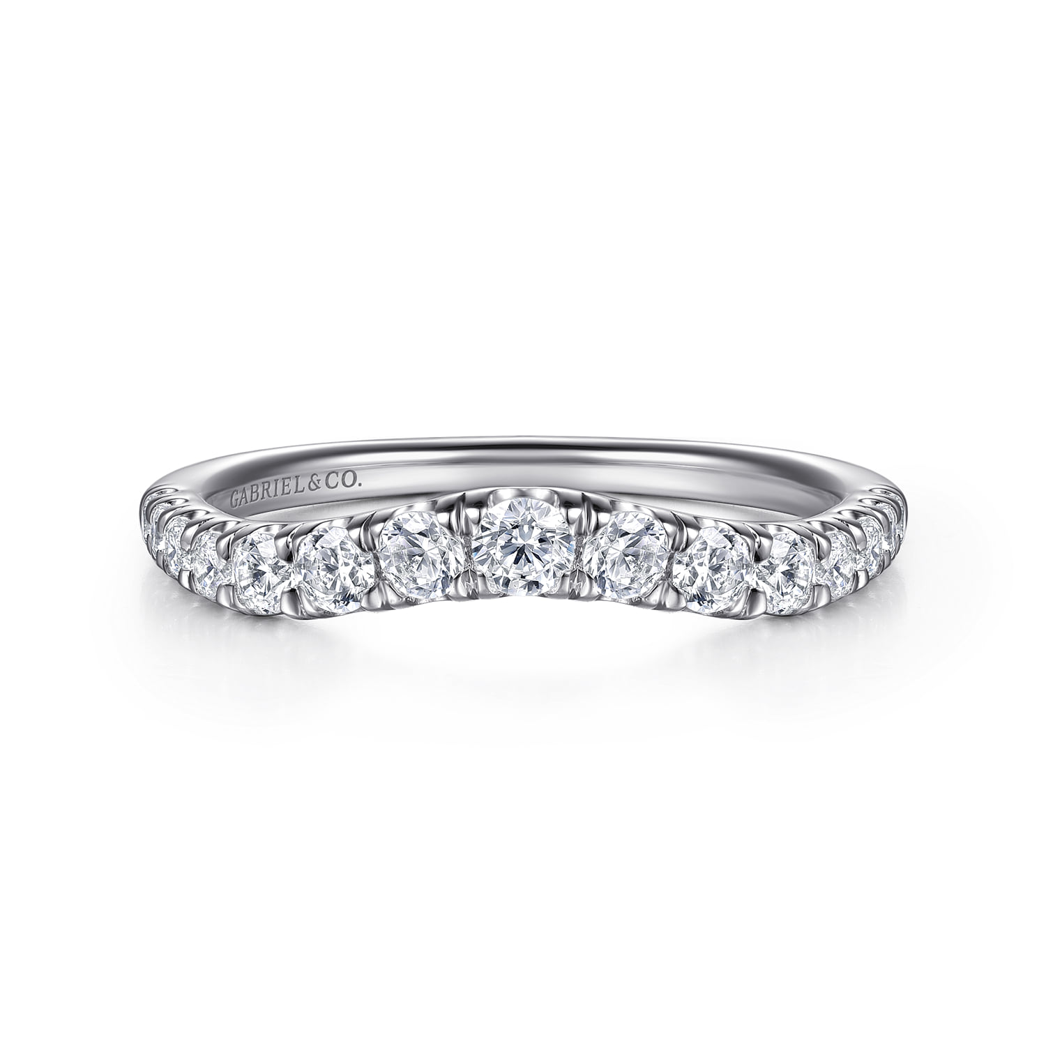 Curved French Pave Set Diamond Wedding Band