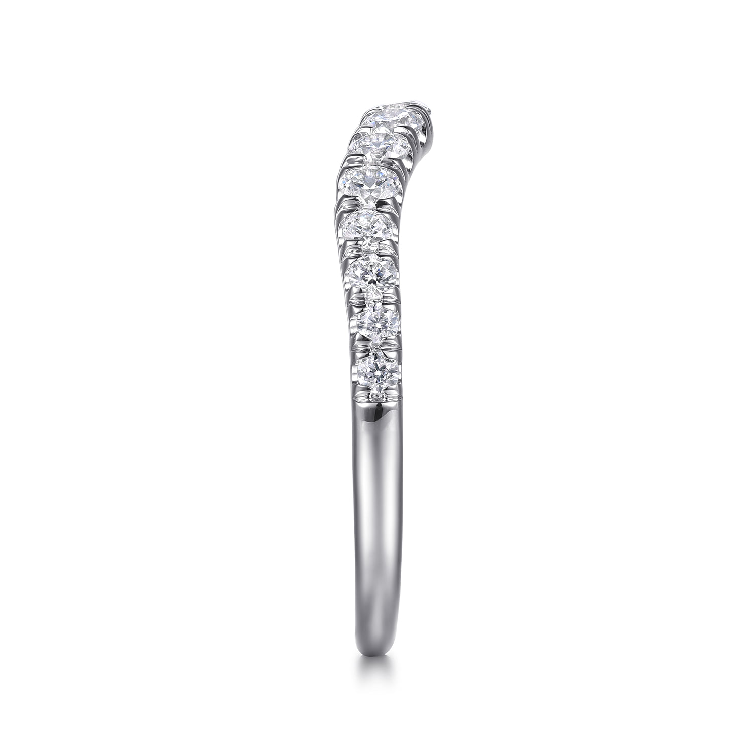 Curved French Pave Set Diamond Wedding Band in Platinum, photograph 4