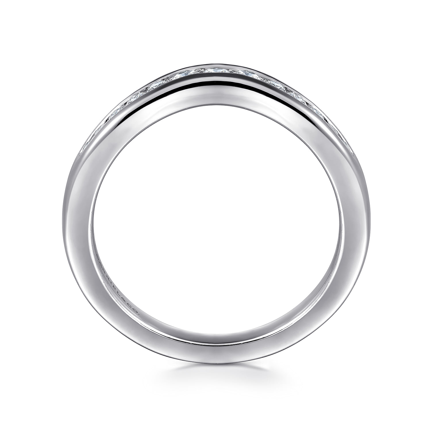 Curved Channel Set Diamond Anniversary Band in Platinum, photograph 2