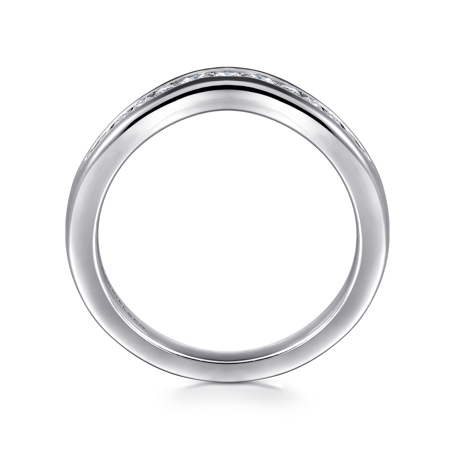 Curved Channel Set Diamond Anniversary Band in 14K White Gold, photograph 2