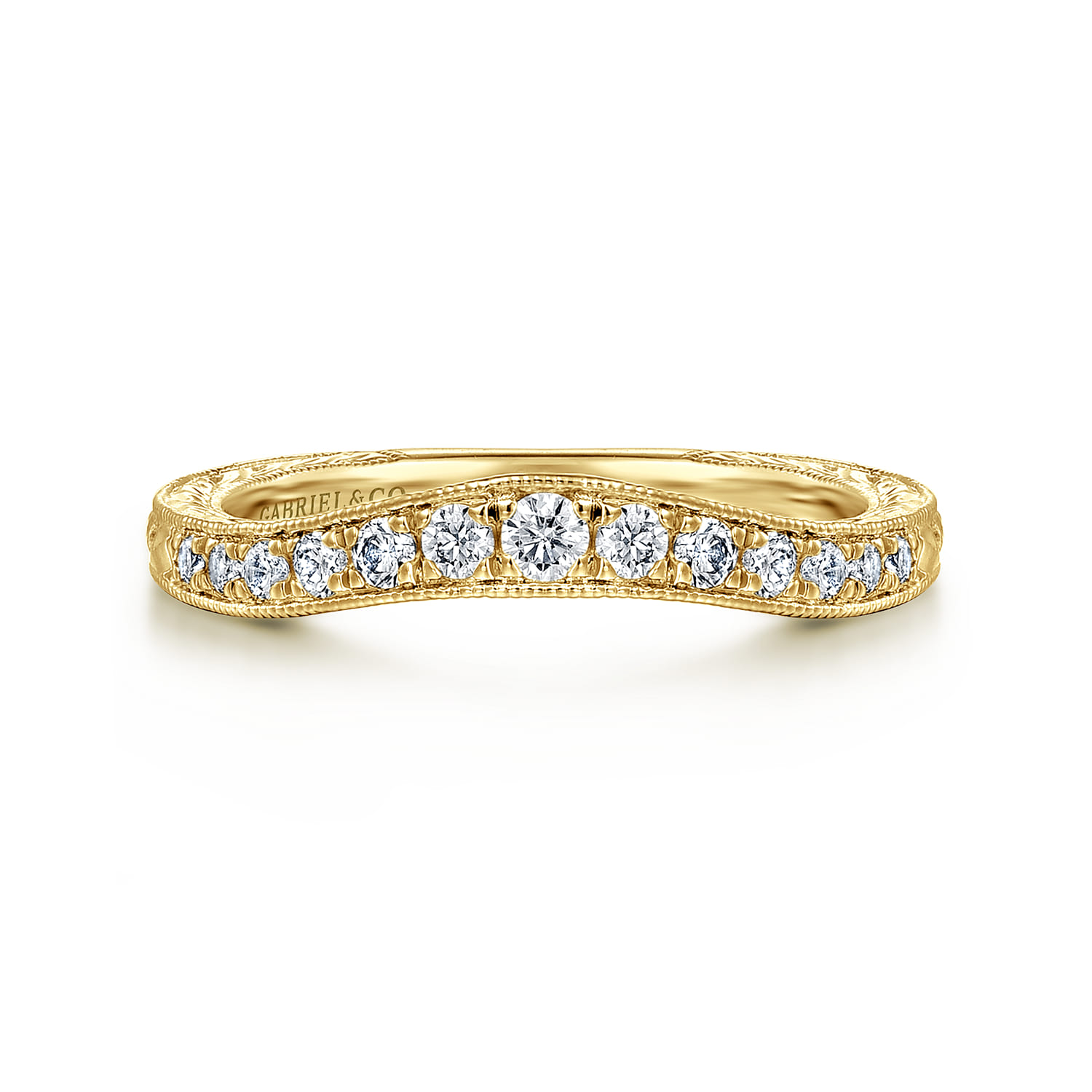Vintage Inspired Curved Micro Pave Diamond Anniversary Band