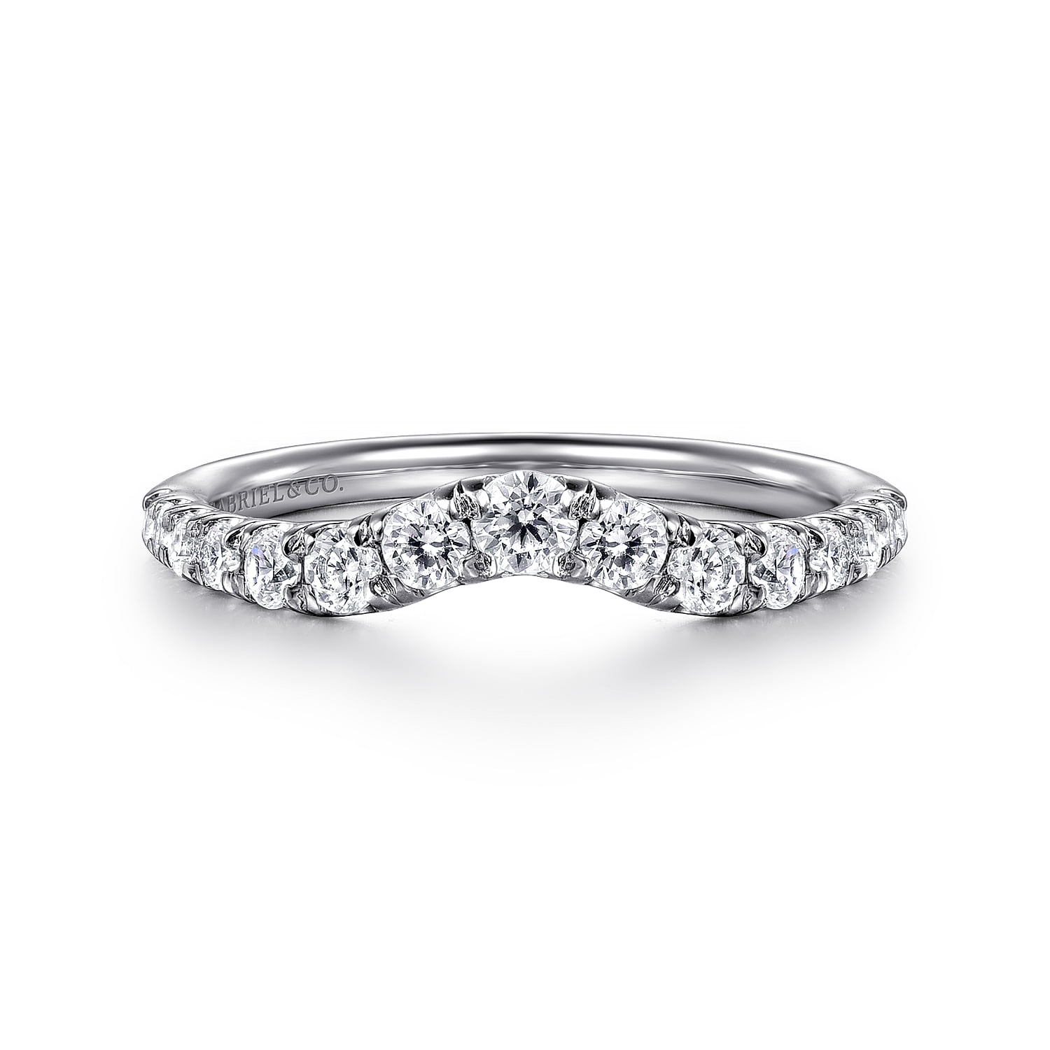 Curved French Pave Diamond Wedding Band