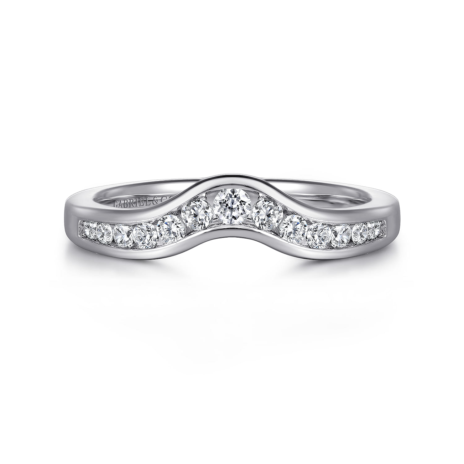 Curved Channel Set Diamond Wedding Band