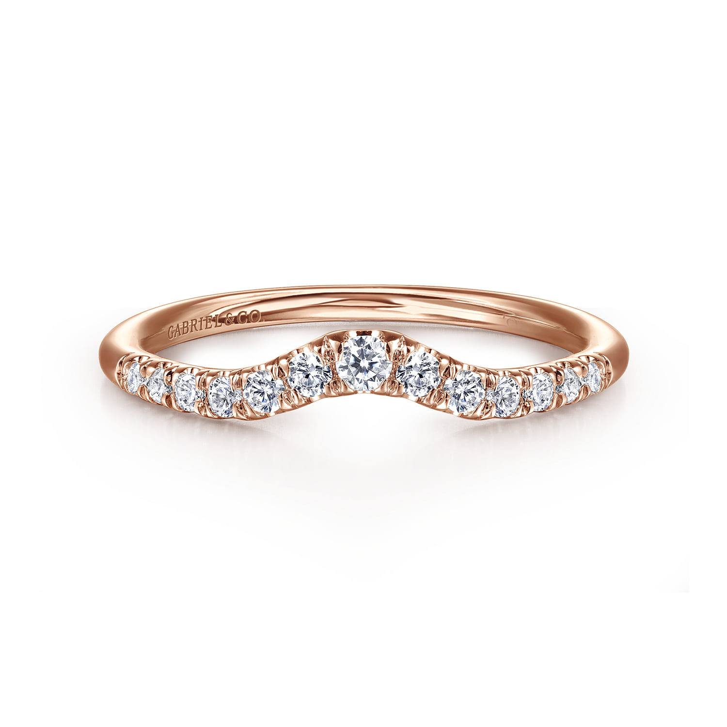 Curved French Pave Diamond Wedding Band