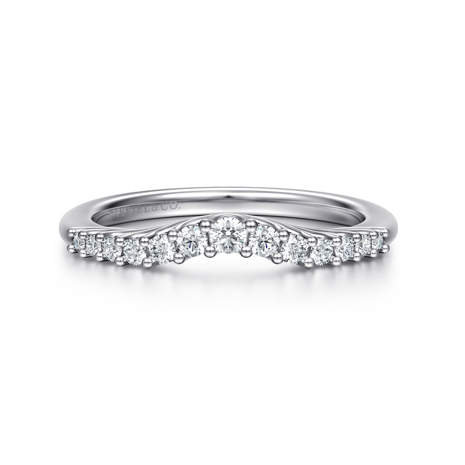 Curved Shared Prong Diamond Wedding Band