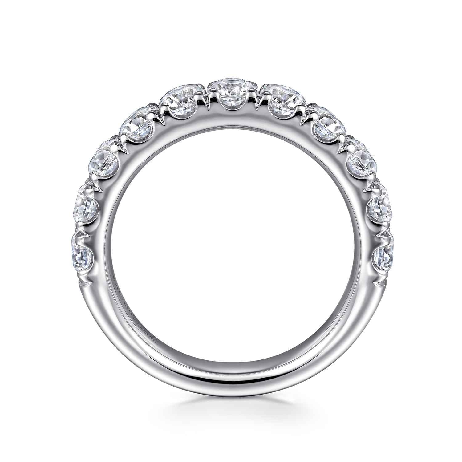 11 Stone French Pave Set Diamond Wedding Band in Platinum, photograph 2