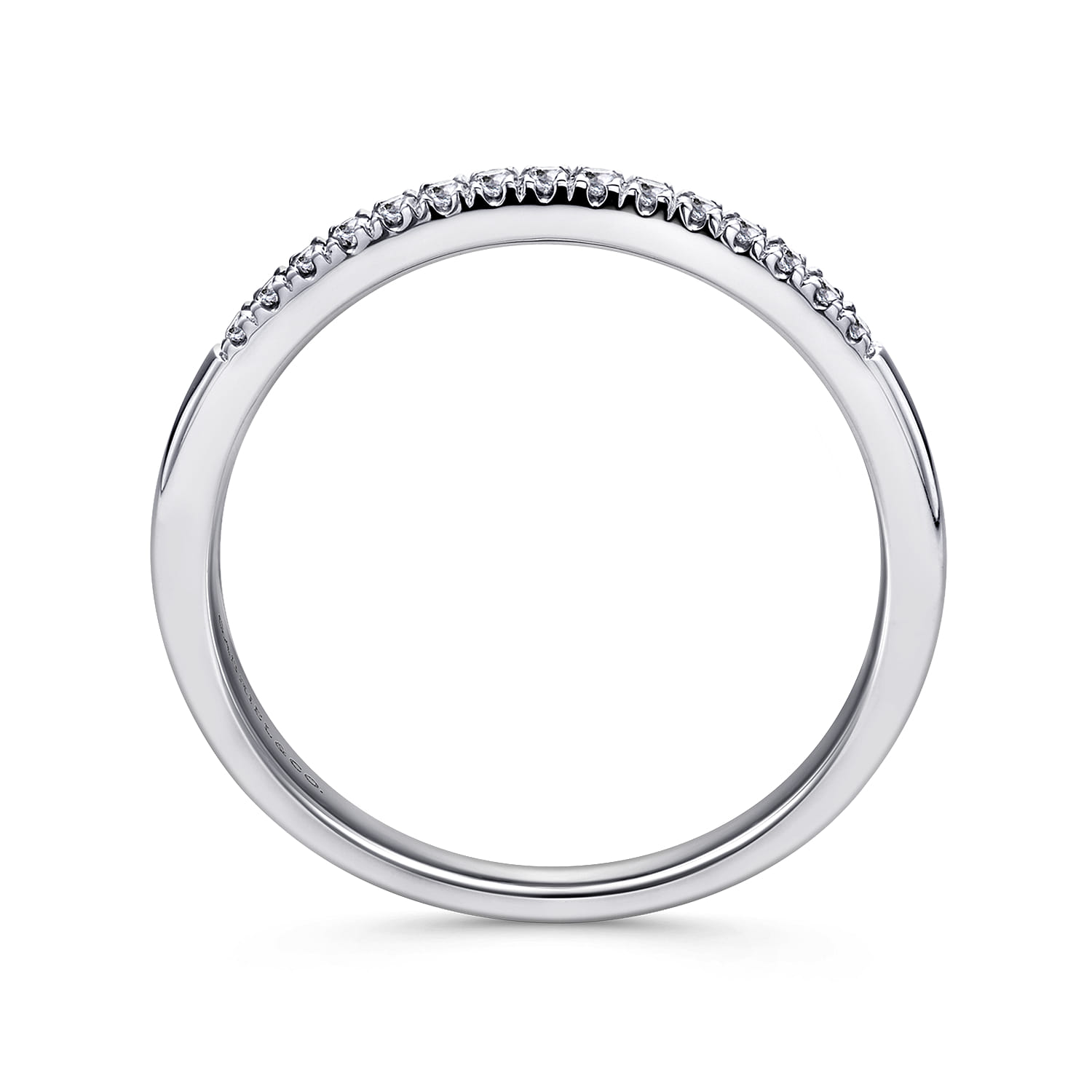 French Pave Set Diamond Wedding Band in 14K White Gold, photograph 2