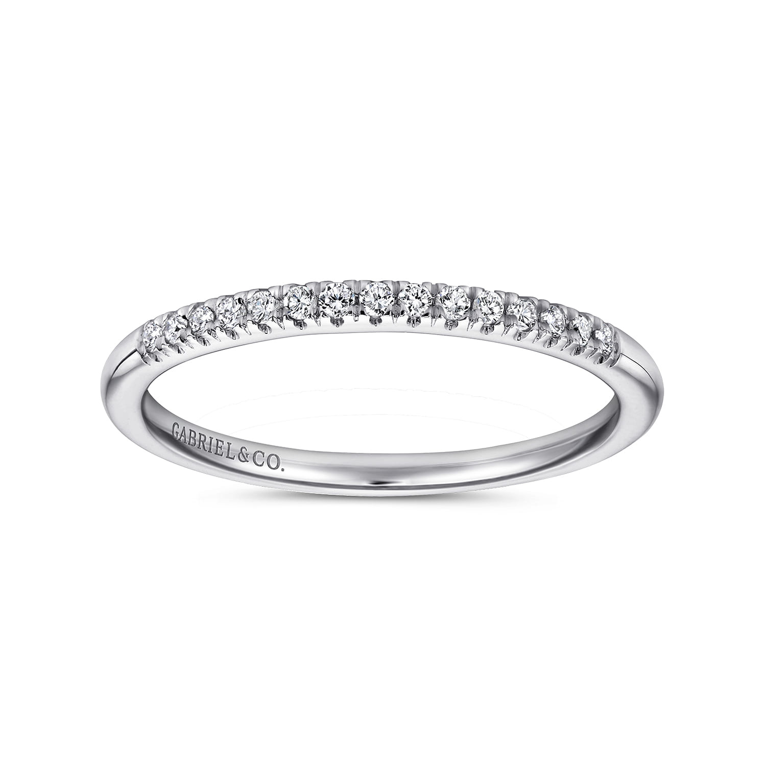 French Pave Set Diamond Wedding Band in 14K White Gold, photograph 4