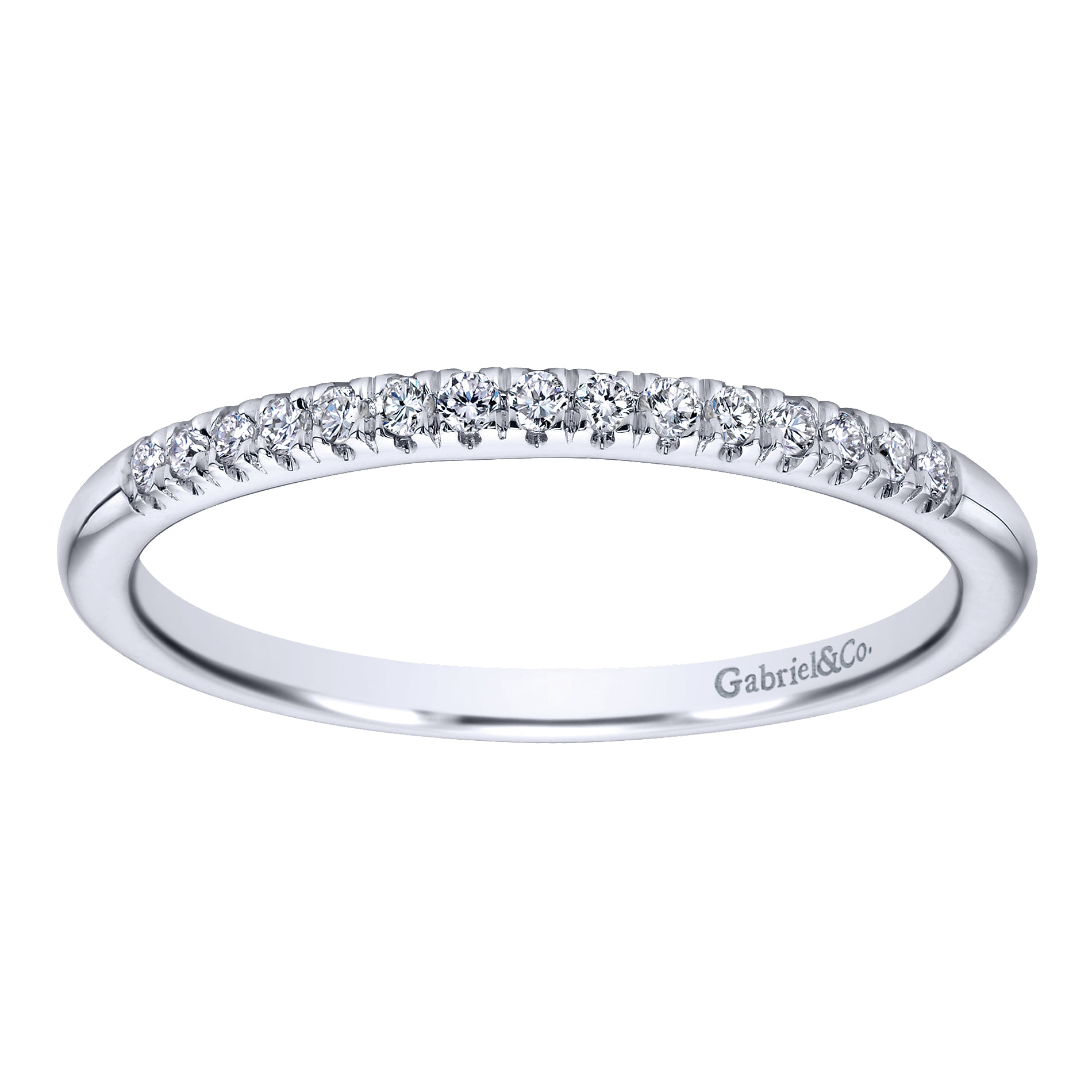 French Pave Set Diamond Wedding Band in 14K White Gold, photograph 5
