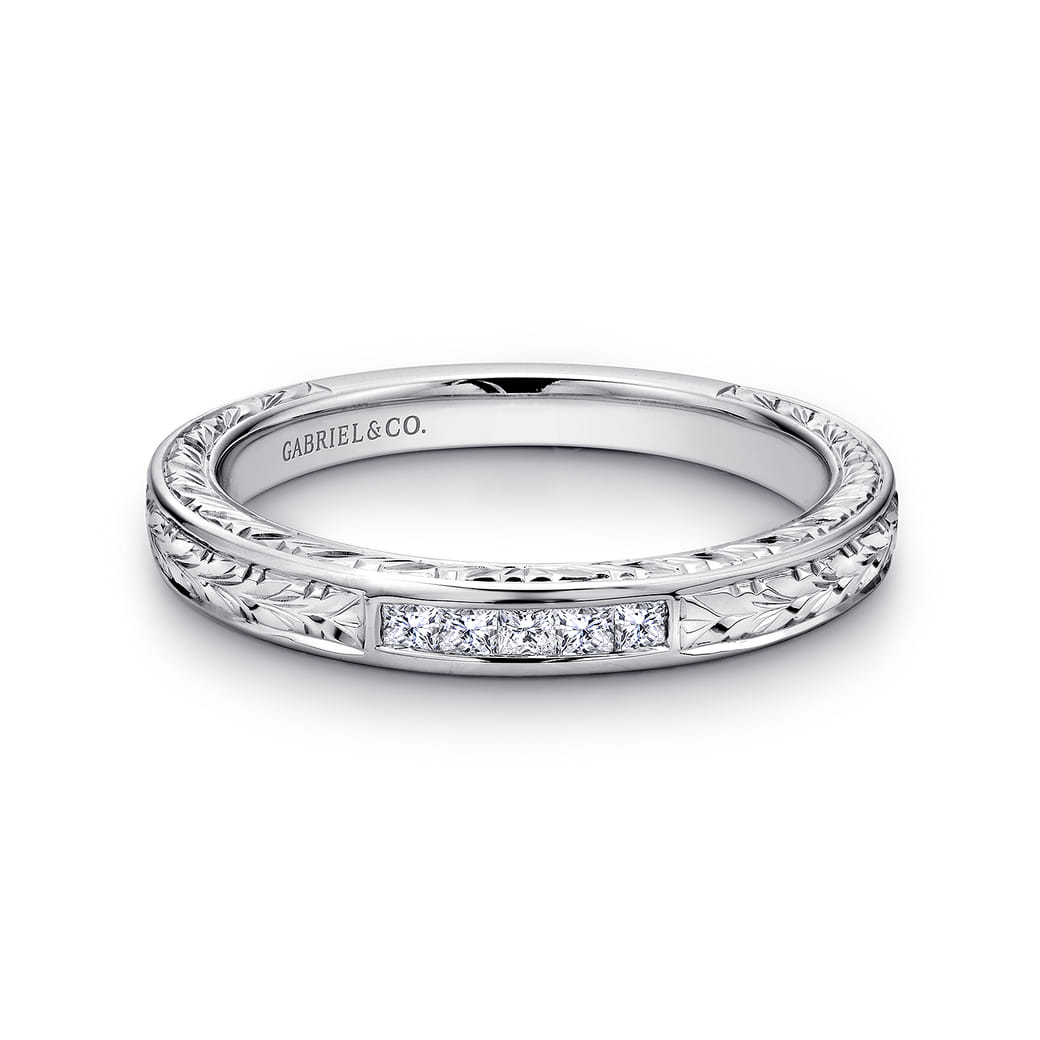 Princess Cut Baguette Channel Set Band Half Eternity Wedding